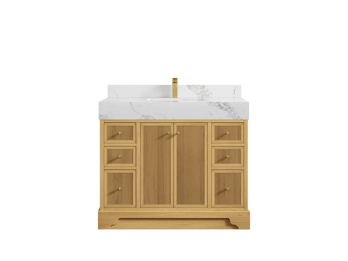 Manhattan White Oak 42 in. W x 22 in. D Single Sink Bathroom Vanity - Willow Bath and Vanity