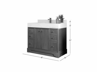 Manhattan White Oak 42 in. W x 22 in. D Single Sink Bathroom Vanity - Willow Bath and Vanity