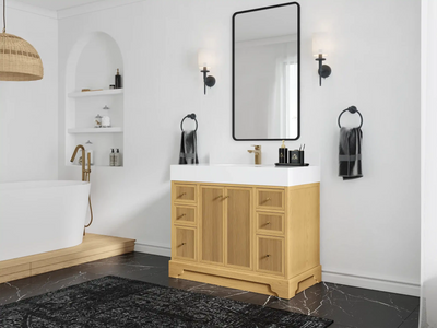 Manhattan White Oak 42 in. W x 22 in. D Single Sink Bathroom Vanity - Willow Bath and Vanity