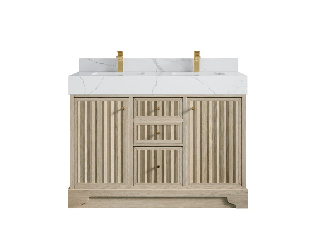 Manhattan White Oak 48 in. W x 22 in. D Double Sink Bathroom Vanity - Willow Bath and Vanity