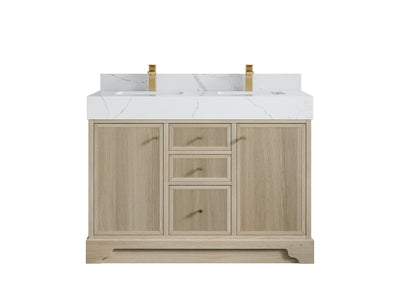 Manhattan White Oak 48 in. W x 22 in. D Double Sink Bathroom Vanity - Willow Bath and Vanity