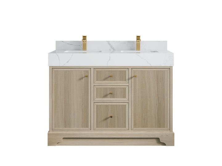 Manhattan White Oak 48 in. W x 22 in. D Double Sink Bathroom Vanity - photo 8