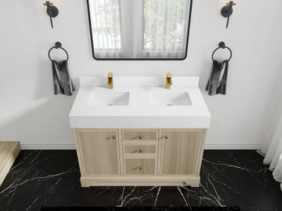 Manhattan White Oak 48 in. W x 22 in. D Double Sink Bathroom Vanity - Willow Bath and Vanity