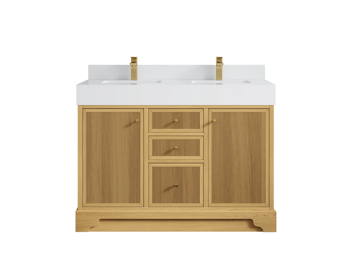 Manhattan White Oak 48 in. W x 22 in. D Double Sink Bathroom Vanity - Willow Bath and Vanity