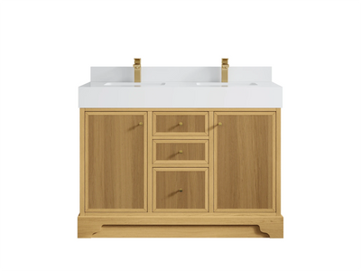 Manhattan White Oak 48 in. W x 22 in. D Double Sink Bathroom Vanity - Willow Bath and Vanity
