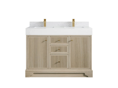 Manhattan White Oak 48 in. W x 22 in. D Double Sink Bathroom Vanity - Willow Bath and Vanity