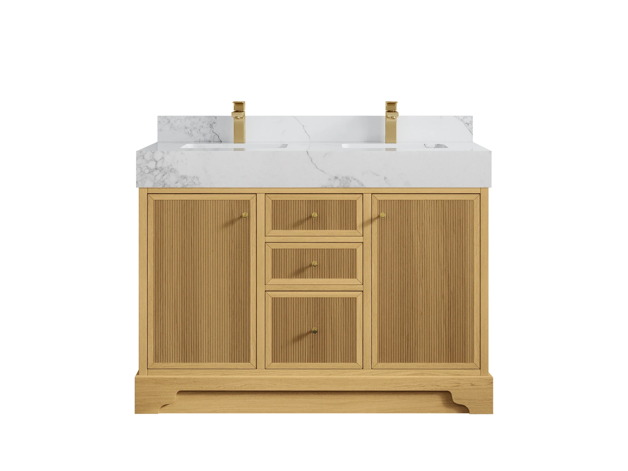Manhattan White Oak 48 in. W x 22 in. D Double Sink Bathroom Vanity - Willow Bath and Vanity