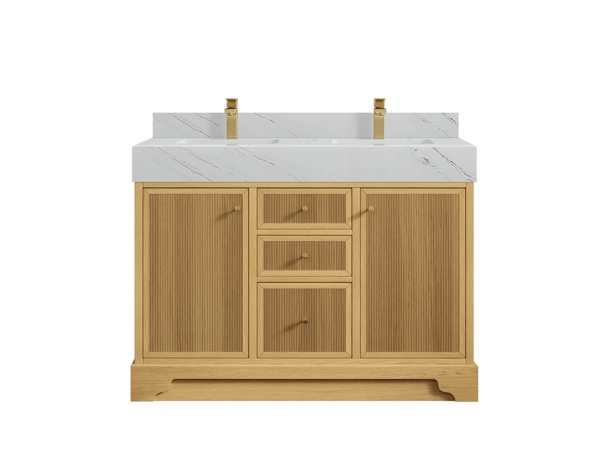 Manhattan White Oak 48 in. W x 22 in. D Double Sink Bathroom Vanity - Willow Bath and Vanity