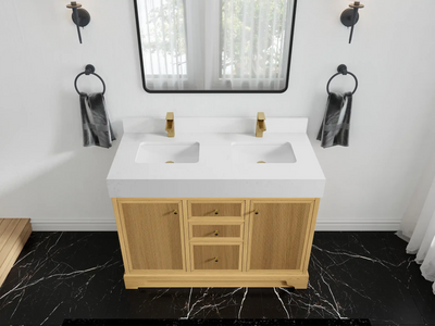 Manhattan White Oak 48 in. W x 22 in. D Double Sink Bathroom Vanity - Willow Bath and Vanity