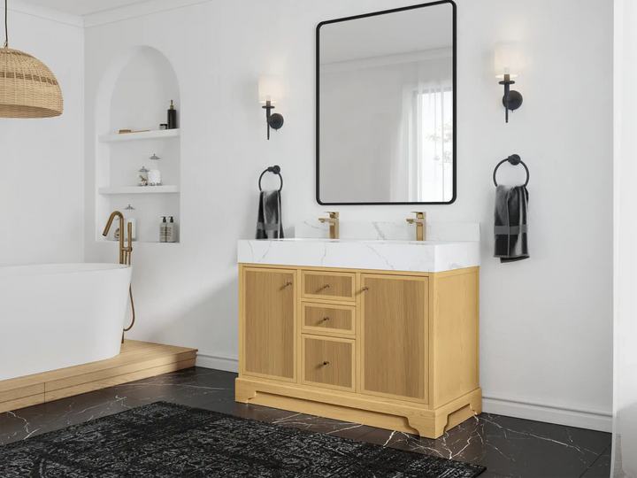 Manhattan White Oak 48 in. W x 22 in. D Double Sink Bathroom Vanity - photo 2