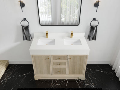 Manhattan White Oak 48 in. W x 22 in. D Double Sink Bathroom Vanity - Willow Bath and Vanity