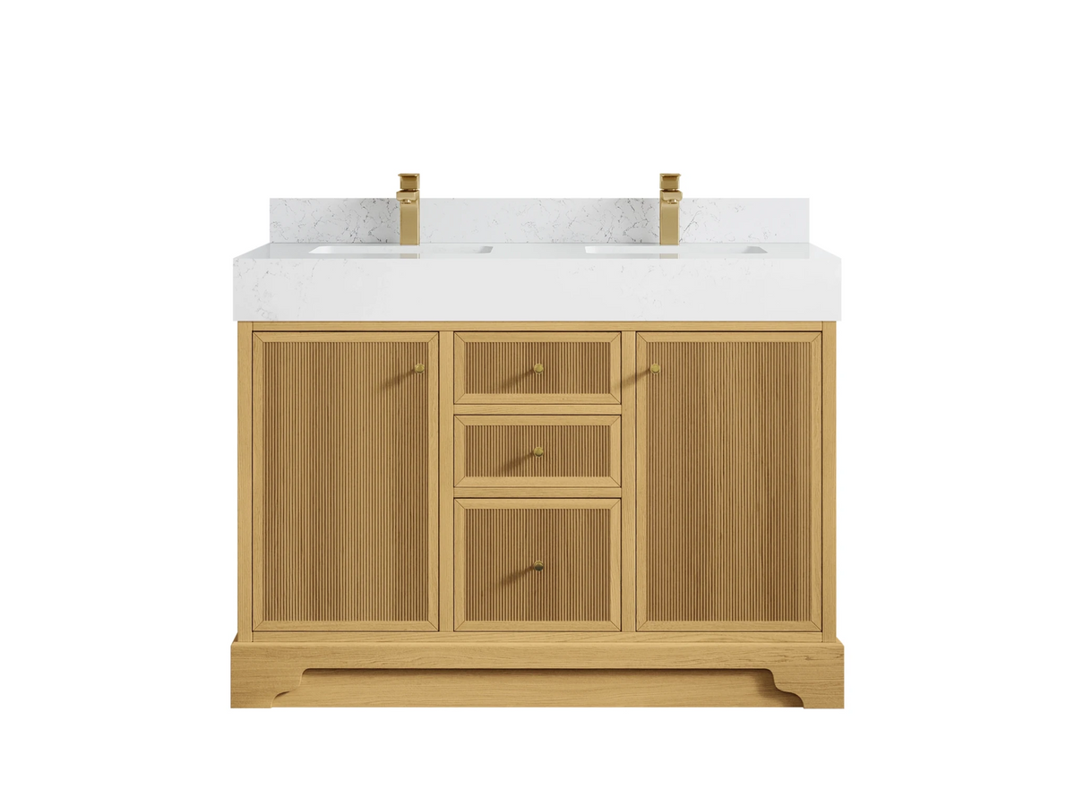 Manhattan White Oak 48 in. W x 22 in. D Double Sink Bathroom Vanity - Willow Bath and Vanity