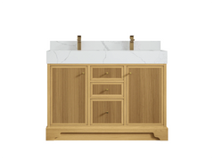 Manhattan White Oak 48 in. W x 22 in. D Double Sink Bathroom Vanity - photo 1