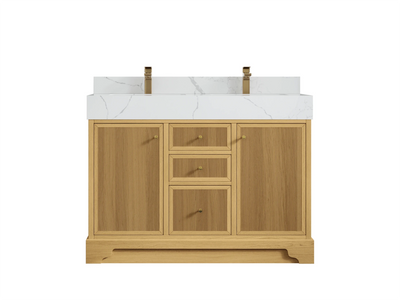 Manhattan White Oak 48 in. W x 22 in. D Double Sink Bathroom Vanity - Willow Bath and Vanity