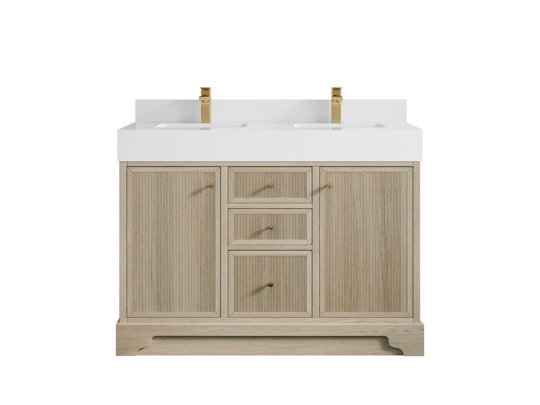 Manhattan White Oak 48 in. W x 22 in. D Double Sink Bathroom Vanity - Willow Bath and Vanity