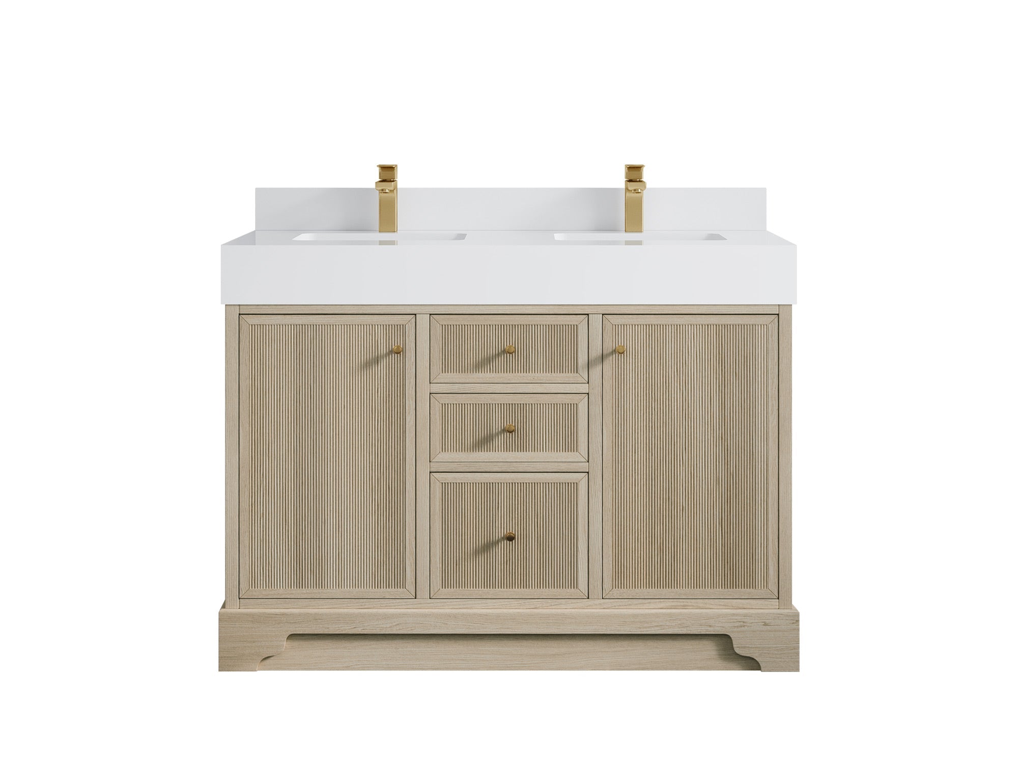 Manhattan White Oak 48 in. W x 22 in. D Double Sink Bathroom Vanity - Willow Bath and Vanity
