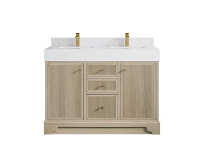 Manhattan White Oak 48 in. W x 22 in. D Double Sink Bathroom Vanity - Willow Bath and Vanity