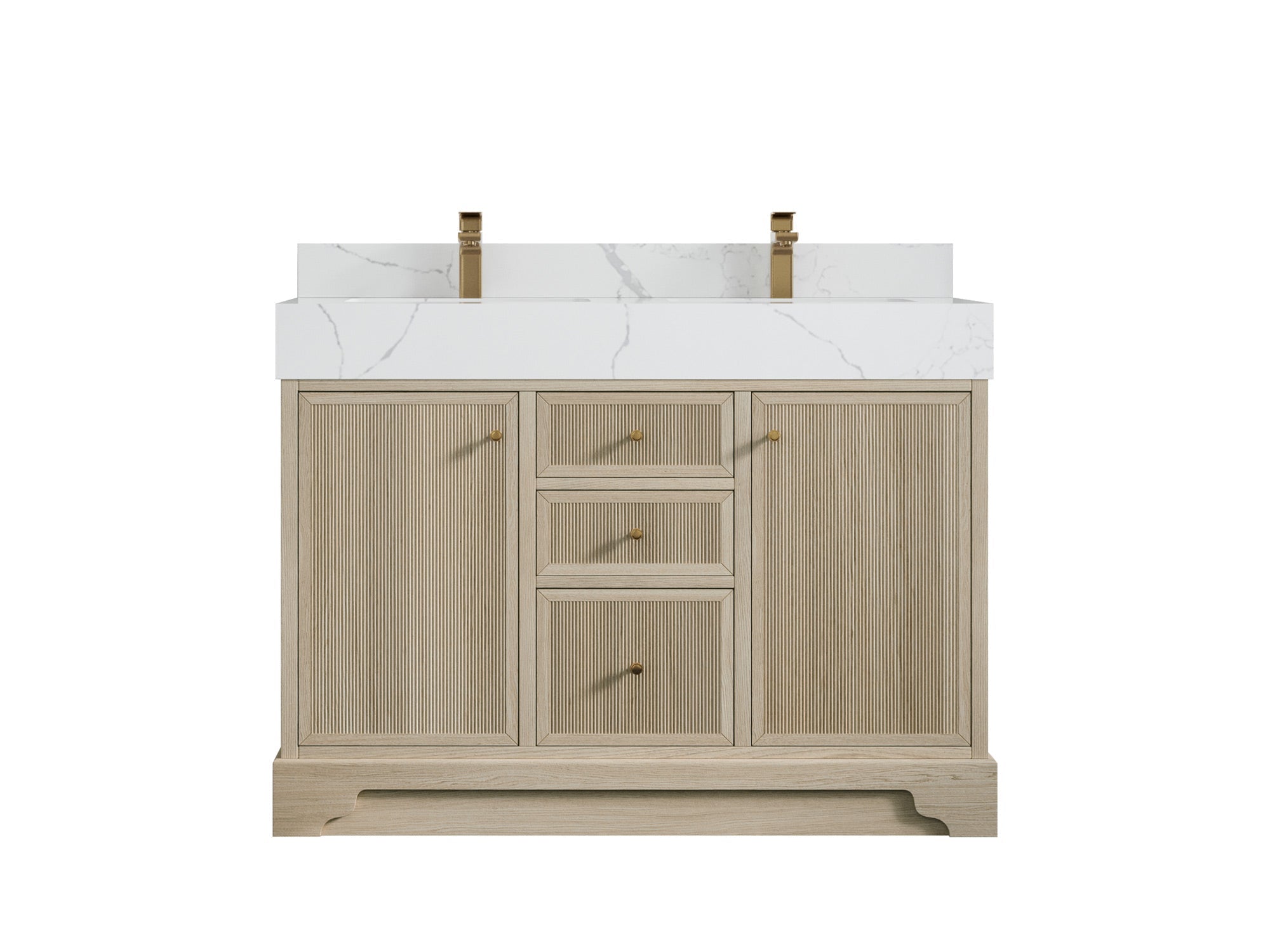Manhattan White Oak 48 in. W x 22 in. D Double Sink Bathroom Vanity - Willow Bath and Vanity