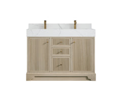 Manhattan White Oak 48 in. W x 22 in. D Double Sink Bathroom Vanity - photo 1