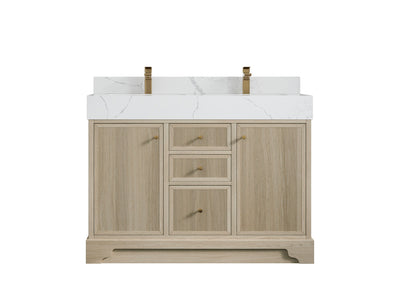 Manhattan White Oak 48 in. W x 22 in. D Double Sink Bathroom Vanity - Willow Bath and Vanity