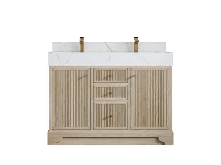 Manhattan White Oak 48 in. W x 22 in. D Double Sink Bathroom Vanity - photo 1