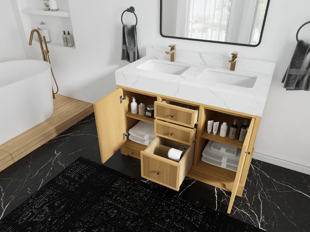 Manhattan White Oak 48 in. W x 22 in. D Double Sink Bathroom Vanity | 
              
                White Oak
                
                  
             - MNH_WHOK_CA_LZ_48D - photo №3