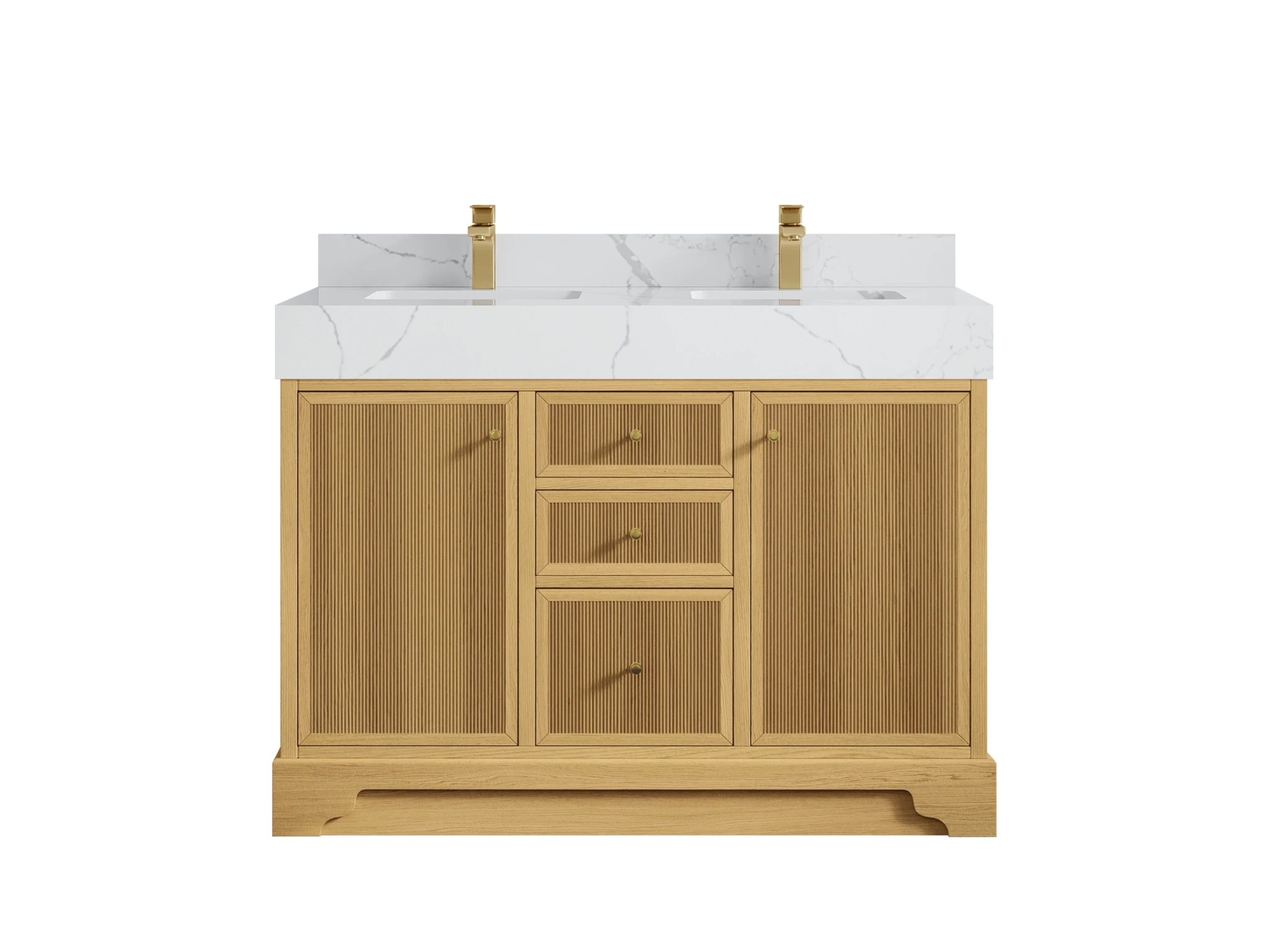 Manhattan White Oak 48 in. W x 22 in. D Double Sink Bathroom Vanity - Willow Bath and Vanity
