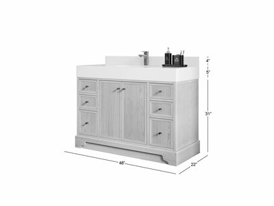 Manhattan White Oak 48 in. W x 22 in. D Single Sink Bathroom Vanity - Willow Bath and Vanity