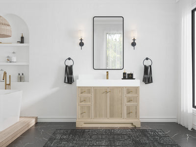 Manhattan White Oak 48 in. W x 22 in. D Single Sink Bathroom Vanity - Willow Bath and Vanity