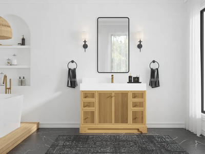 Manhattan White Oak 48 in. W x 22 in. D Single Sink Bathroom Vanity - Willow Bath and Vanity