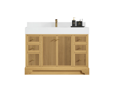 Manhattan White Oak 48 in. W x 22 in. D Single Sink Bathroom Vanity - Willow Bath and Vanity
