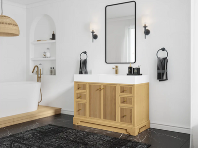 Manhattan White Oak 48 in. W x 22 in. D Single Sink Bathroom Vanity - Willow Bath and Vanity