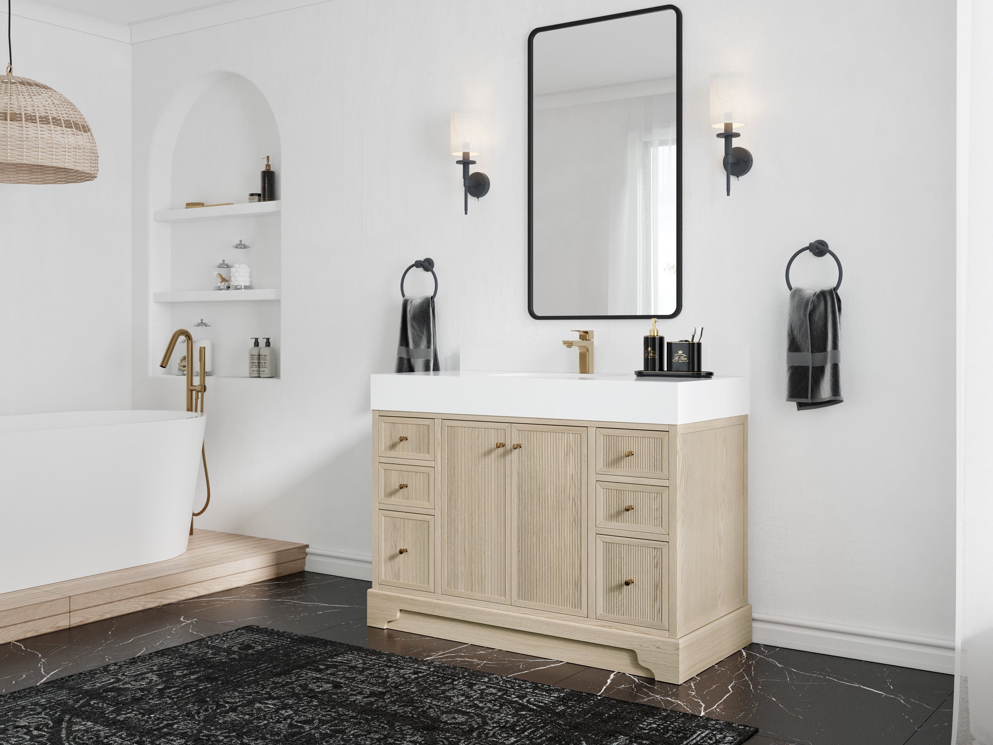Manhattan White Oak 48 in. W x 22 in. D Single Sink Bathroom Vanity - Willow Bath and Vanity