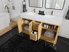 Manhattan White Oak 60 in. W x 22 in. D Double Sink Bathroom Vanity - photo 3