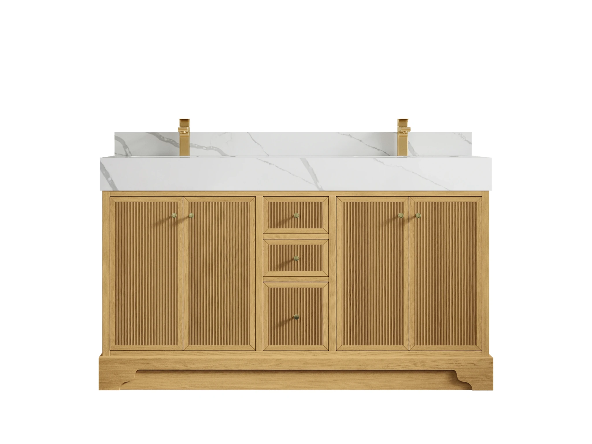 Manhattan White Oak 60 in. W x 22 in. D Double Sink Bathroom Vanity - Willow Bath and Vanity
