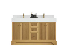 Manhattan White Oak 60 in. W x 22 in. D Double Sink Bathroom Vanity - photo 1