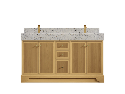 Manhattan White Oak 60 in. W x 22 in. D Double Sink Bathroom Vanity - Willow Bath and Vanity