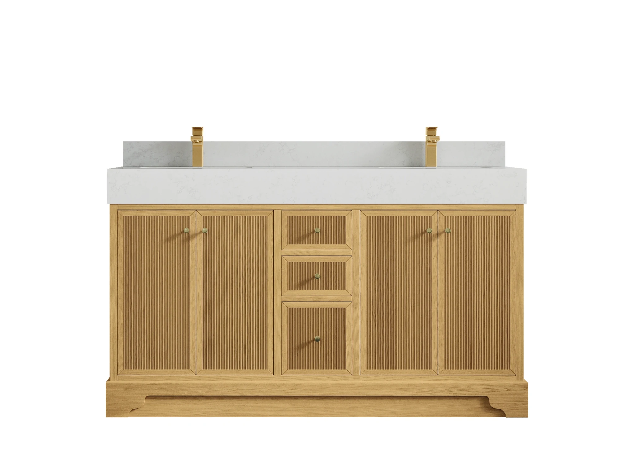 Manhattan White Oak 60 in. W x 22 in. D Double Sink Bathroom Vanity - Willow Bath and Vanity