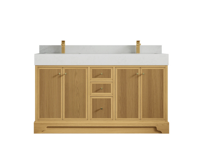 Manhattan White Oak 60 in. W x 22 in. D Double Sink Bathroom Vanity - Willow Bath and Vanity