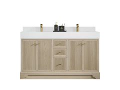 Manhattan White Oak 60 in. W x 22 in. D Double Sink Bathroom Vanity - photo 1