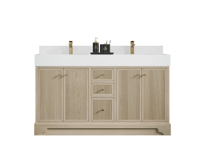 Manhattan White Oak 60 in. W x 22 in. D Double Sink Bathroom Vanity - Willow Bath and Vanity