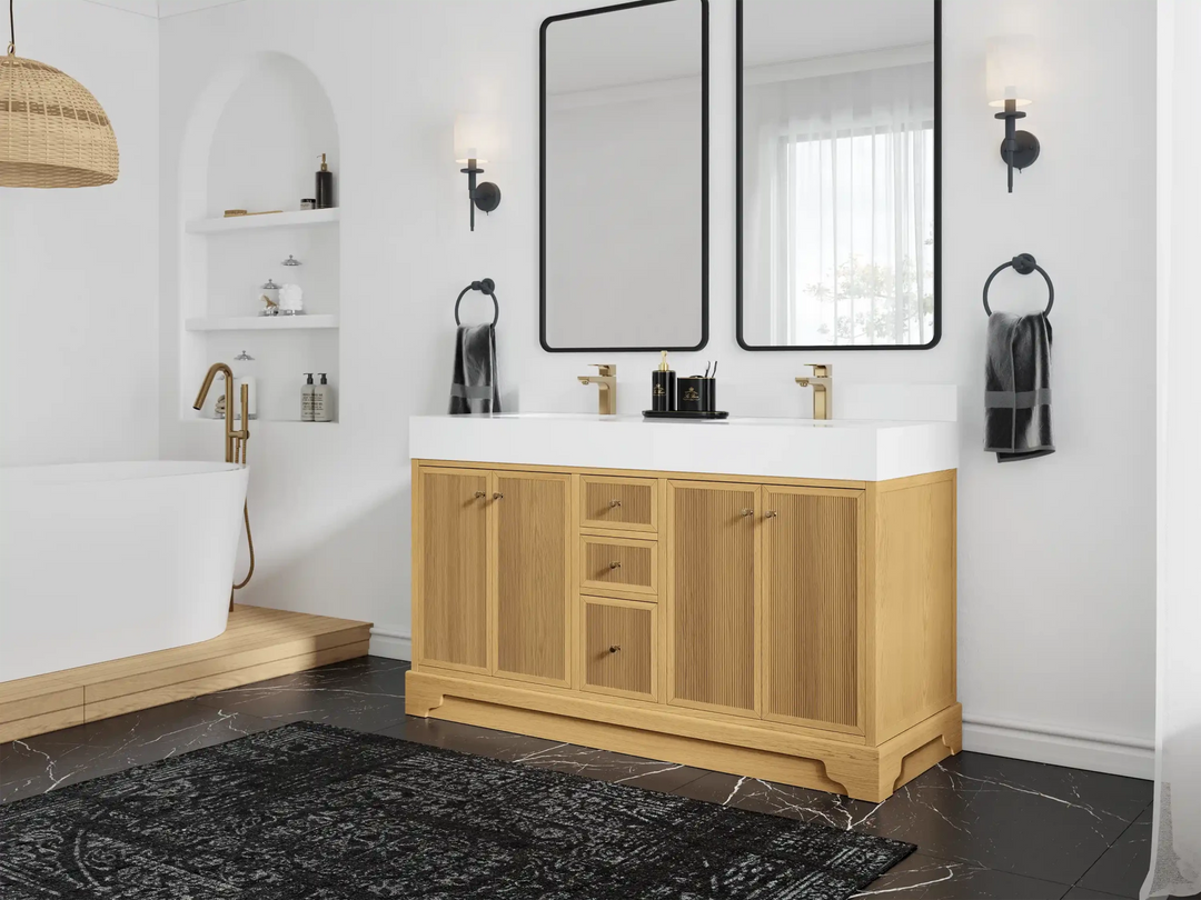 Manhattan White Oak 60 in. W x 22 in. D Double Sink Bathroom Vanity | 
              
                White Oak
                
                  
             - MNH_WHOK_CA_LZ_60D - photo №2