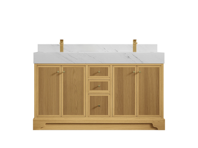 Manhattan White Oak 60 in. W x 22 in. D Double Sink Bathroom Vanity - Willow Bath and Vanity