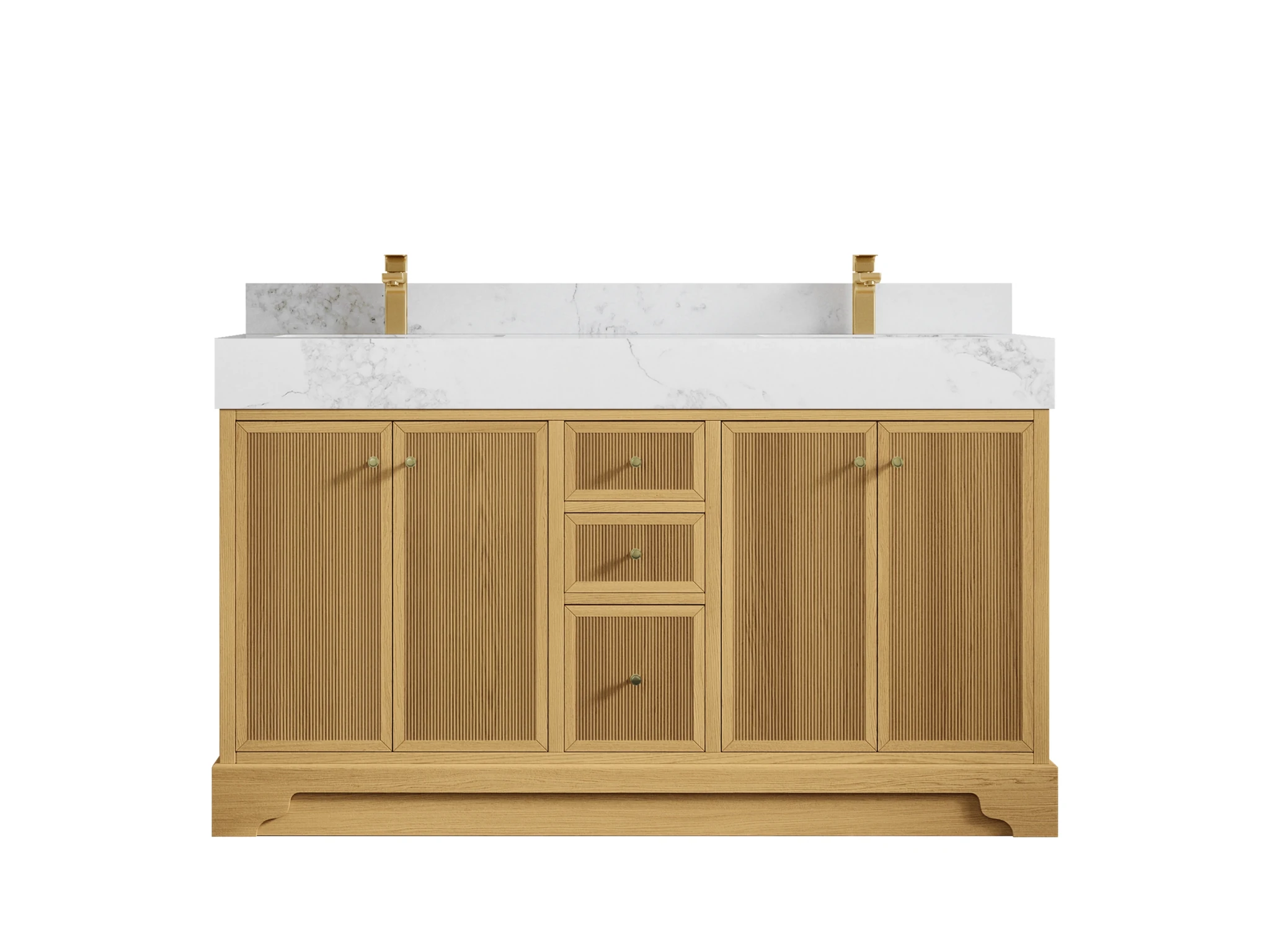 Manhattan White Oak 60 in. W x 22 in. D Double Sink Bathroom Vanity - Willow Bath and Vanity