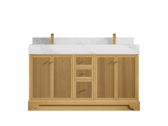 Manhattan White Oak 60 in. W x 22 in. D Double Sink Bathroom Vanity - photo 9