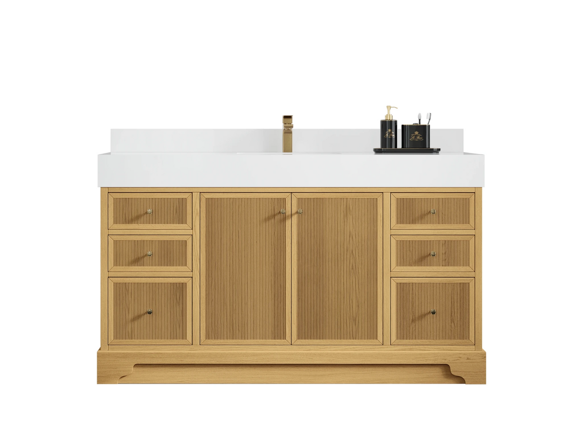 Manhattan White Oak 60 in. W x 22 in. D Single Sink Bathroom Vanity - Willow Bath and Vanity