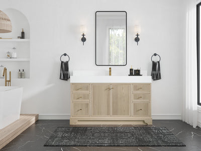Manhattan White Oak 60 in. W x 22 in. D Single Sink Bathroom Vanity - Willow Bath and Vanity
