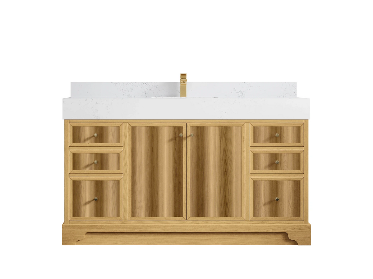 Manhattan White Oak 60 in. W x 22 in. D Single Sink Bathroom Vanity - Willow Bath and Vanity