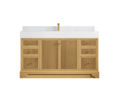 Manhattan White Oak 60 in. W x 22 in. D Single Sink Bathroom Vanity - Willow Bath and Vanity