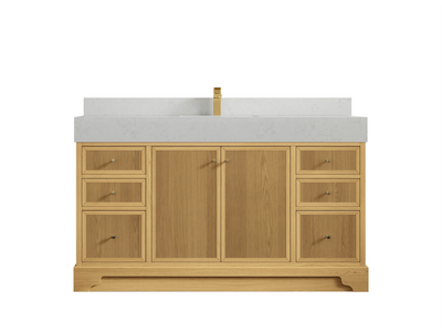 Manhattan White Oak 60 in. W x 22 in. D Single Sink Bathroom Vanity - Willow Bath and Vanity
